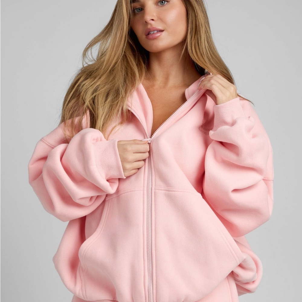 Comfrt Bubblegum Pink Oversized Zip-Up Hoodie